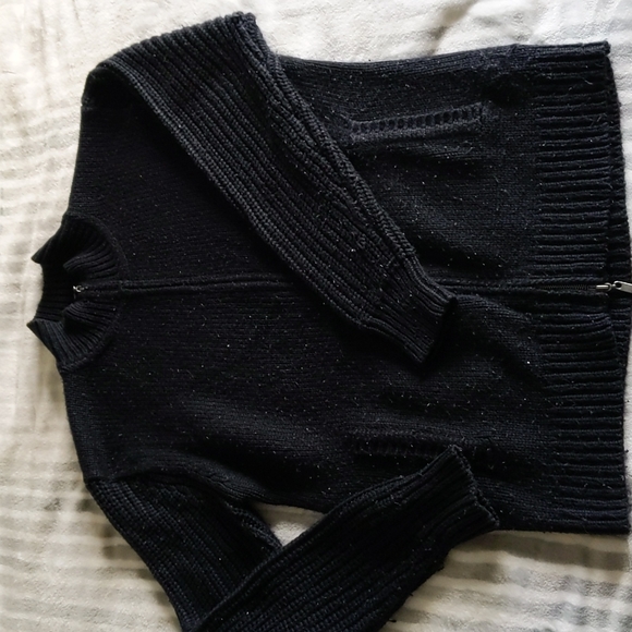 Warm cozy navy blue men's zip up sweater Large - Picture 3 of 3